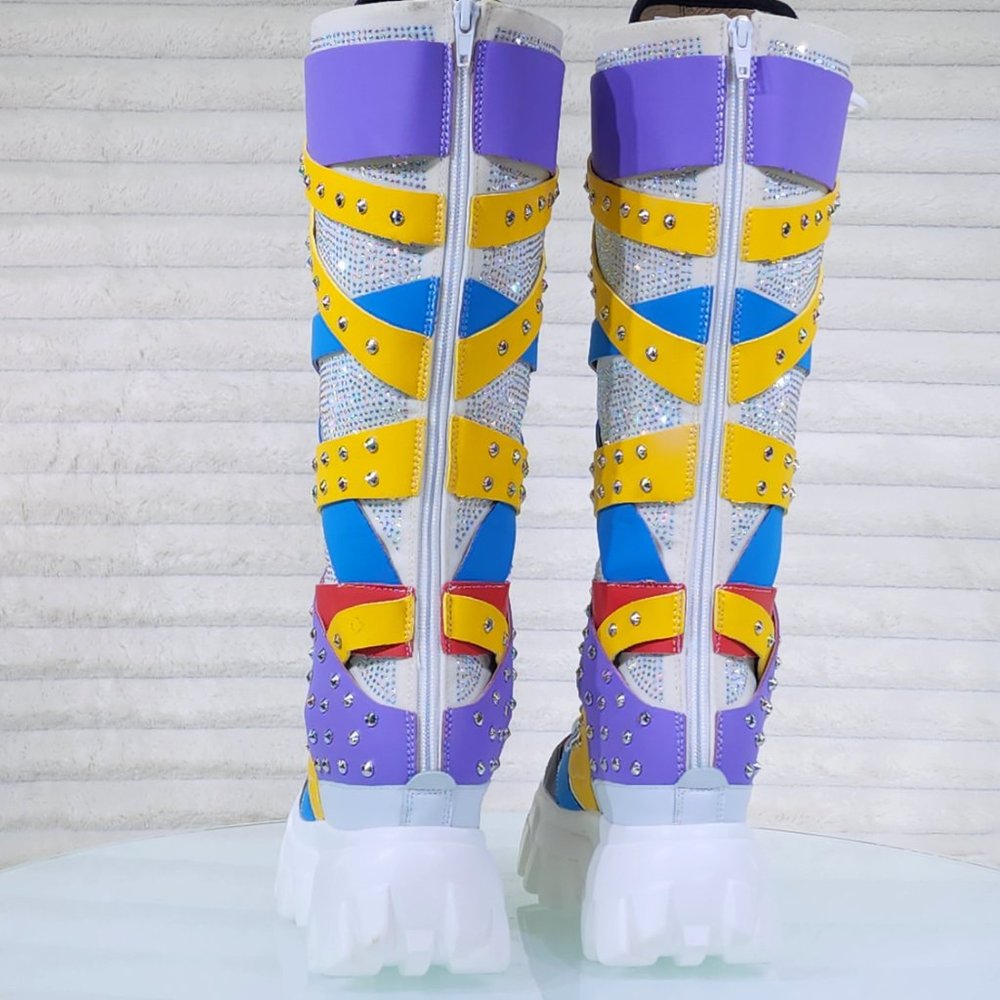 Wang Limited Edition Multi-color Wedge Platform Knee High Sneaker Boots - Picture 5 of 8